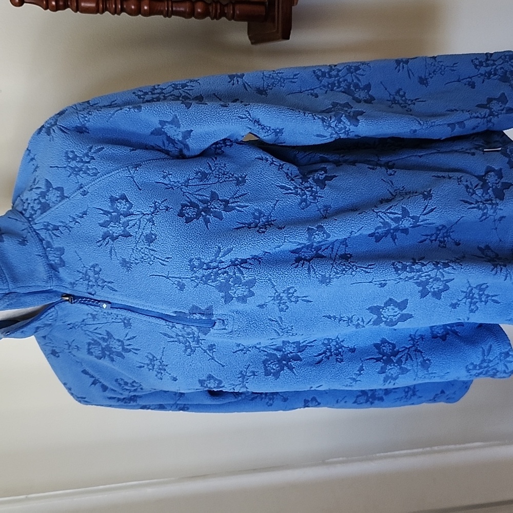 Eddie Bauer Blue Floral Women's Fleece,L - Picture 2 of 6